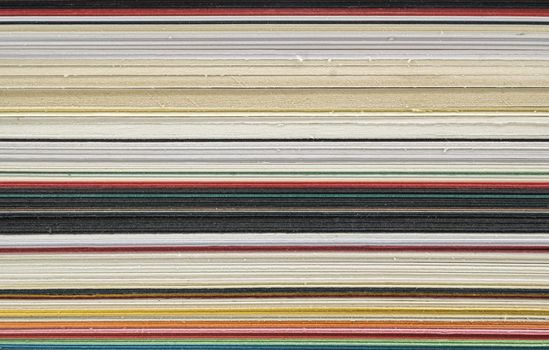 Sheets of colored paper, close view