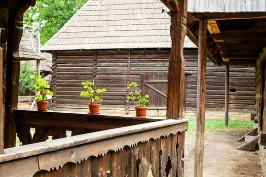 Bucharest, Romania, September 5, 2017. Authentic peasant farms and houses from all over Romania in Dimitrie Gusti National Village Museum, an open-air ethnographic museum located in the Herastrau Park showcasing traditional Romanian village life