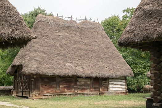 Bucharest, Romania, September 5, 2017. Authentic peasant farms and houses from all over Romania in Dimitrie Gusti National Village Museum, an open-air ethnographic museum located in the Herastrau Park showcasing traditional Romanian village life