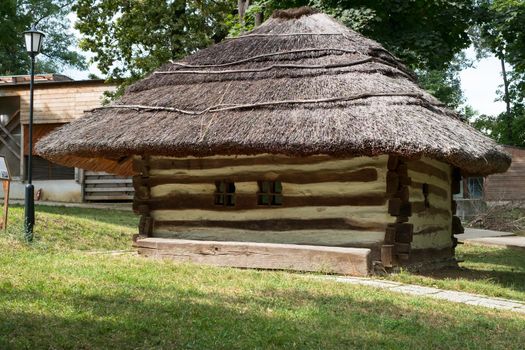 Bucharest, Romania, September 5, 2017. Authentic peasant farms and houses from all over Romania in Dimitrie Gusti National Village Museum, an open-air ethnographic museum located in the Herastrau Park showcasing traditional Romanian village life