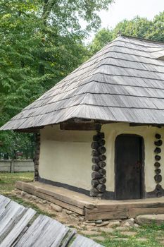 Bucharest, Romania, September 5, 2017. Authentic peasant farms and houses from all over Romania in Dimitrie Gusti National Village Museum, an open-air ethnographic museum located in the Herastrau Park showcasing traditional Romanian village life