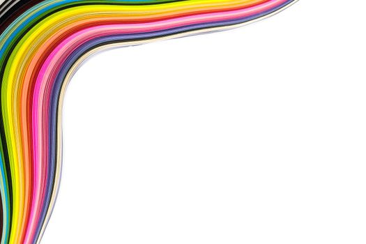 Abstract color wave curl rainbow strip paper on white background