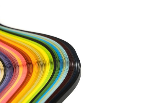 Abstract color wave curl rainbow strip paper on white background