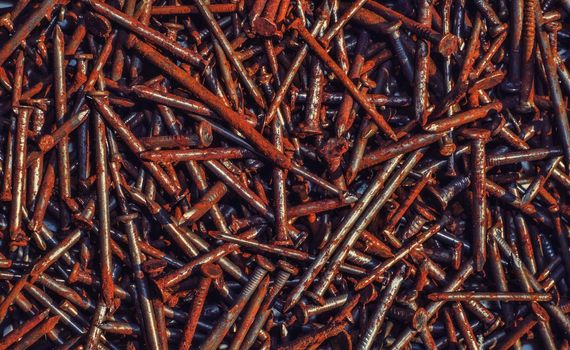 Background of the old rusty nails