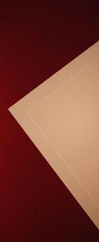 Blank A4 paper, beige on dark red background as office stationery flatlay, luxury branding flat lay and brand identity design for mockups