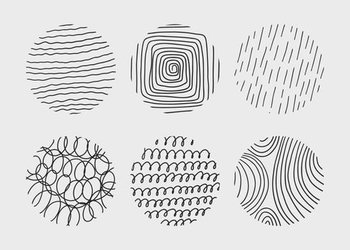 Circle creative minimalism contemporary artwork. Hand drawn doodle shapes