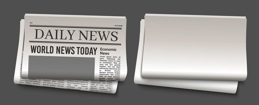Newspaper headline template. News paper headline vector mockup. Tabloid journal simple background. Newsprint modern style.