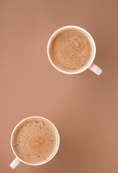 Drinks menu, italian espresso recipe and organic shop concept - Cup of hot coffee as breakfast drink, flatlay cups on beige background