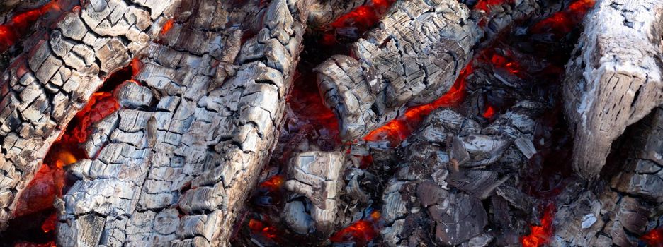 Glowing red hot charcoal. Beautiful charcoal background