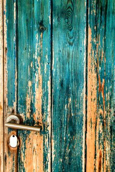 Old wooden door painted green texture