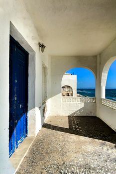 White typical spanish houses on the shore in Alicante, Spain.