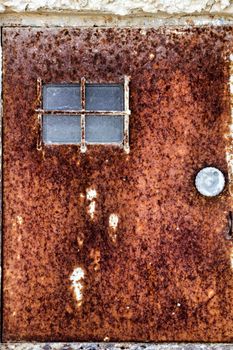 Colorful texture of old paint on rusty metal light box