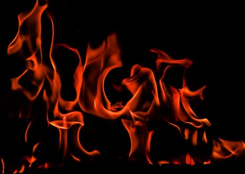 Flames of fire on a black background. Space for copy, text, your words
