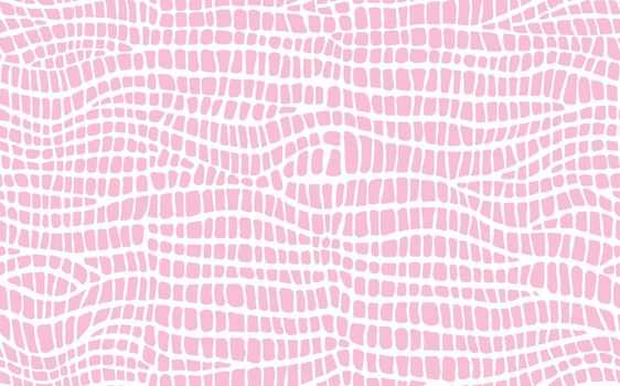 Abstract modern crocodile leather seamless pattern. Animals trendy background. Pink and white decorative vector illustration for print, fabric, textile. Modern ornament of stylized alligator skin.