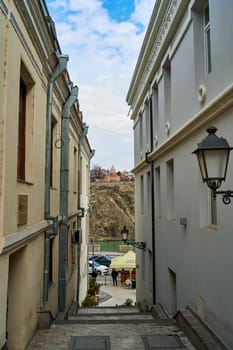 The atmosphere of the old city of Tbilisi. Historical architecture of Georgia.