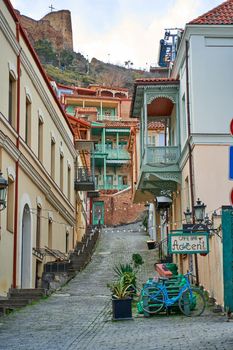 The atmosphere of the old city of Tbilisi. Historical architecture of Georgia. Tbilisi, Georgia - 03.16.2021