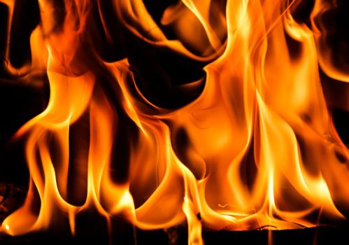 Red blaze Fire flame on a black background