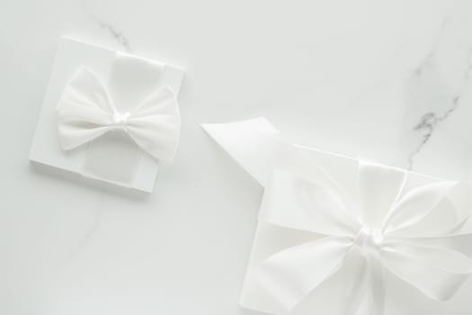 Romantic celebration, lifestyle and holiday present concept - Luxury wedding gifts on marble