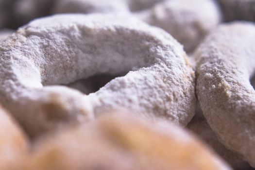 Handmade homemade donuts and fritters. No people