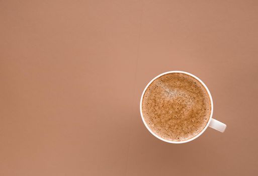 Drinks menu, italian espresso recipe and organic shop concept - Cup of hot coffee as breakfast drink, flatlay cups on beige background