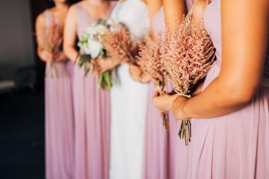 Wedding bouquet in hands of the bride. Wedding in Montenegro