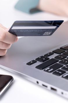 Online stay home shopping electronic payment with credit card