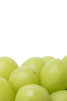 Close up of beautiful a bunch of Shine Muscat green grape isolated on white background, clipping path cut out.