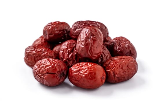 Close up of Chinese red dates (jujube) isolated on white background with clipping path.