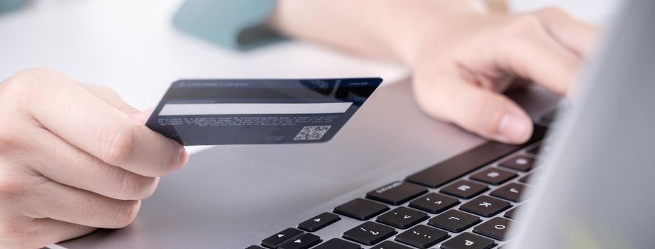 Online stay home shopping electronic payment with credit card