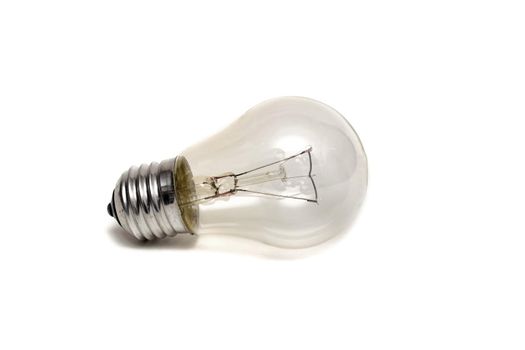 The Glass bulb close up, isolate on a white background