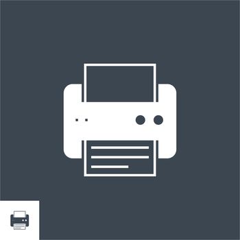 Printer related vector glyph icon. Isolated on black background. Vector illustration.