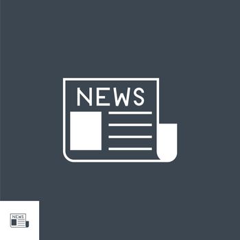 Newspaper related vector glyph icon. Isolated on black background. Vector illustration.