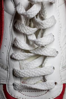 Close up of a shoe with laces and laces