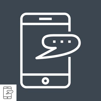 Smartphone with Speech Bubble Thin Line Vector Icon. Flat icon isolated on the black background. Editable EPS file. Vector illustration.