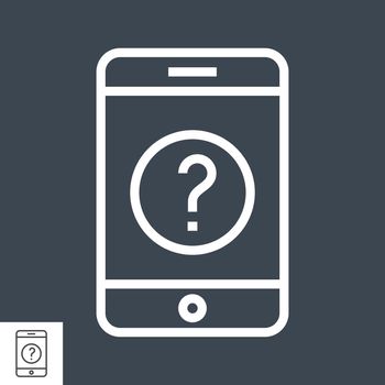 Smartphone with Question Mark Thin Line Vector Icon. Flat icon isolated on the black background. Editable EPS file. Vector illustration.