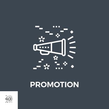Promotion Related Vector Thin Line Icon. Isolated on Black Background. Editable Stroke. Vector Illustration.