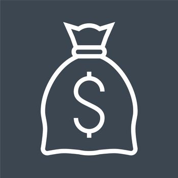 Money Bag with Dollar Thin Line Vector Icon. Flat icon isolated on the black background. Editable EPS file. Vector illustration.