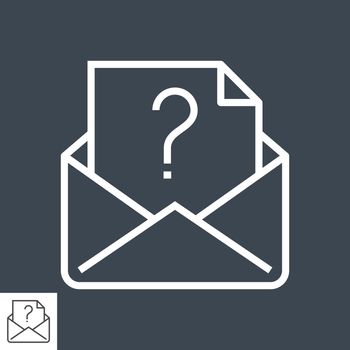 Mail with Question Mark Thin Line Vector Icon. Flat icon isolated on the black background. Editable EPS file. Vector illustration.