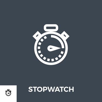 Stopwatch Related Vector Glyph Icon. Isolated on Black Background. Vector Illustration.