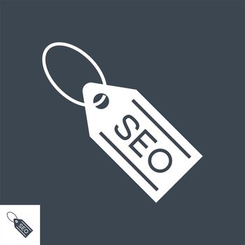 SEO Tag Related Vector Glyph Icon. Isolated on Black Background. Vector Illustration.