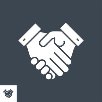 Handshake Related Vector Glyph Icon. Isolated on Black Background. Vector Illustration.