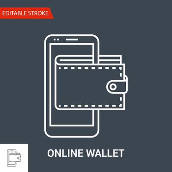 Online Wallet Icon. Thin Line Vector Illustration - Adjust stroke weight - Expand to any Size - Easy Change Colour - Editable Stroke - Pixel Perfect