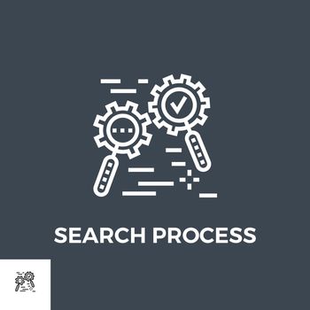 Search Process Related Vector Thin Line Icon. Isolated on Black Background. Vector Illustration.
