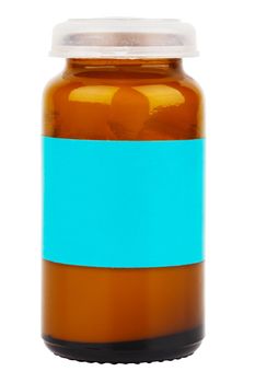 small brown glass jar of medical petrolatum ointment - isolated on white background