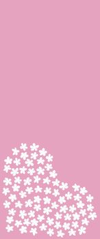 Modern Business card Design Template with heart made of white sakura flowers decoration on pink background. Template of premium gift voucher, discount coupon, Greeting card, packing. Copy space