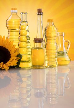 Sunflower oil, Cooking oils, bottles  background