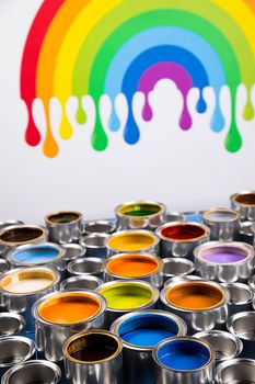 Rainbow colors, Open cans of paint