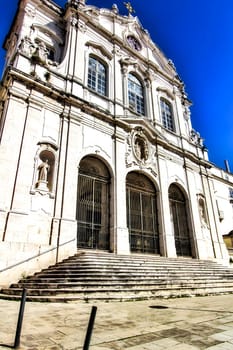 Beautiful Nossa Senhora Das Merces church facade in Lisbon