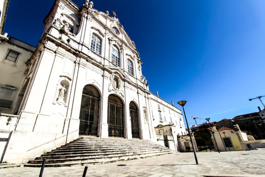 Beautiful Nossa Senhora Das Merces church facade in Lisbon