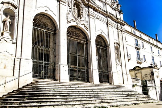 Beautiful Nossa Senhora Das Merces church facade in Lisbon